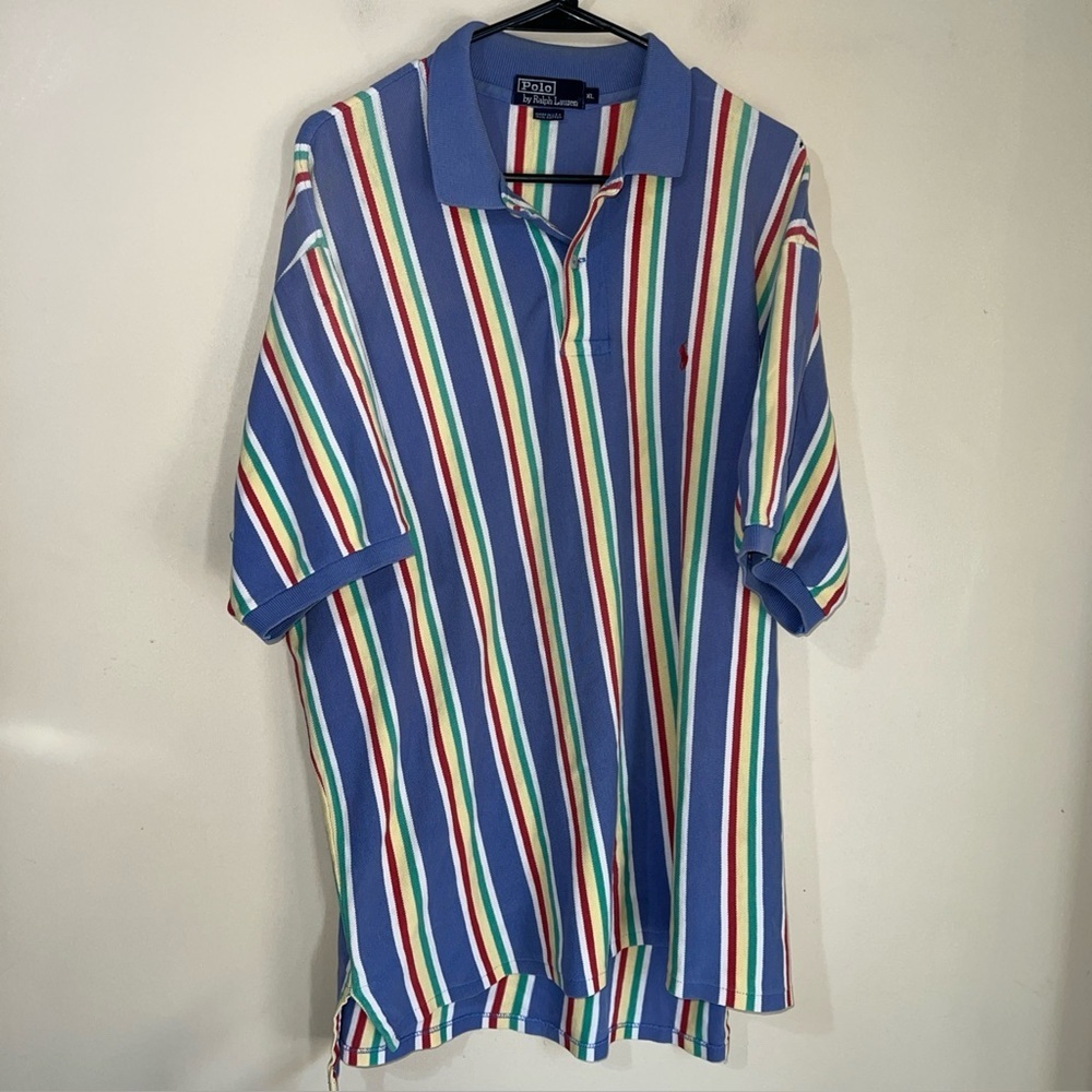 Polo Ralph Lauren Men’s Colorful Vertical Stripe Shirt XL blue